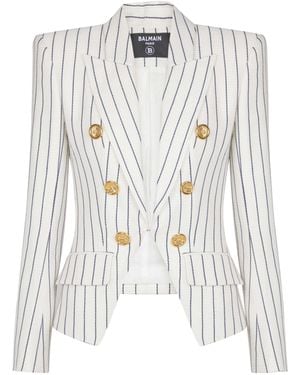Balmain 6-Button Pinstripe Jacket - White