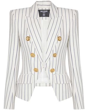 Balmain 6-Button Pinstripe Jacket - White