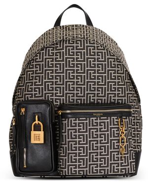 Balmain Pulse Monogram Jacquard Backpack - Grey