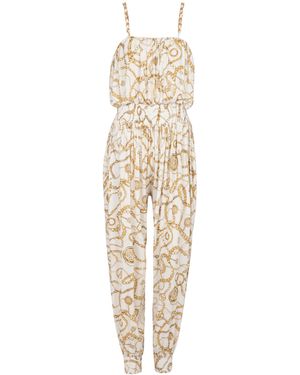 Balmain Flowing Printed Jumpsuit With Chains Pattern - White