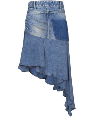 Balmain Asymmetric Denim Short Skirt - Blue