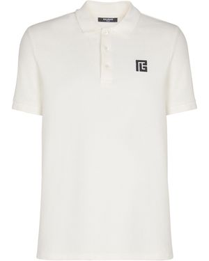 Balmain Embroidered Cotton Polo - White