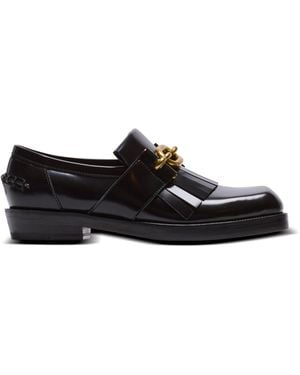 Balmain Sync Glazed Leather Loafers - Black