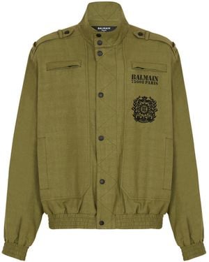 Balmain Cotton Aviator-Style Jacket - Green