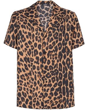 Balmain Leopard Print Silk Pajama Shirt - Brown