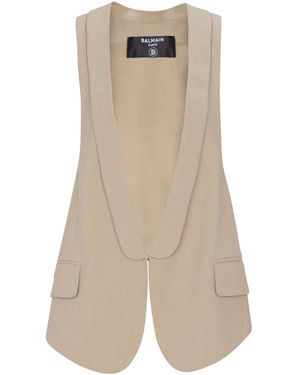 Balmain Cotton Gabardine Vest - Natural