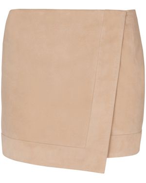Balmain Suede Wrap Skirt - White