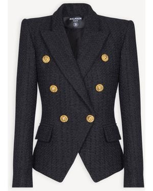 Balmain 6-Buttons Tweed Jacket - Blue