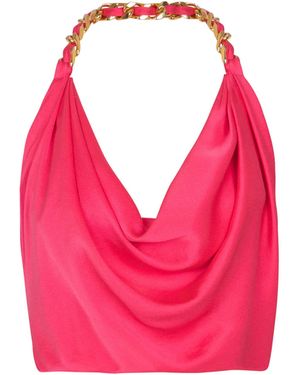 Balmain Draped Silk Halterneck Top - Pink