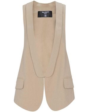 Balmain Cotton Gabardine Vest - Natural