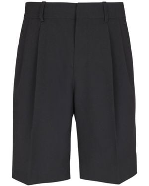 Balmain Wool Darted Bermuda Shorts - Black