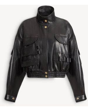 Balmain Lambskin Bomber Jacket - Black