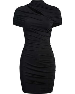 Balmain Draped Jersey Bodycon Dress - Black