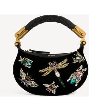 Balmain Ebene Insect Mini-Tasche Aus Besticktem Samt - Schwarz