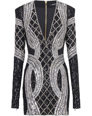 Balmain Short Embroidered Dress - Black