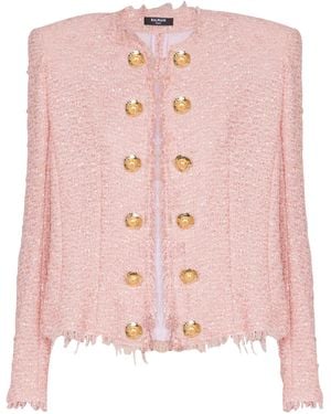 Balmain Edge-To-Edge Sequin Tweed Jacket - Pink