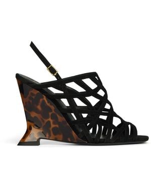 Balmain Wedge Cage Sandals - Black