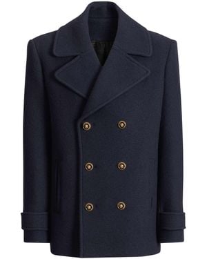 Balmain Wool Pea Coat - Blue