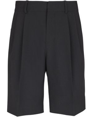 Balmain Wool Darted Bermuda Shorts - Black