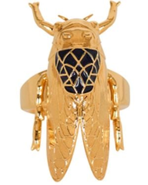 Balmain Brass And Enamel Insect Ring - White