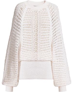 Balmain Short Crochet Lace Dress - White