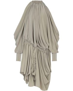 Balmain Open Shoulder Fluid Crepe Dress - White