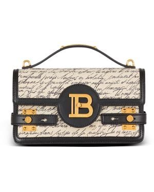 Balmain B-Buzz Shoulder 24 Printed Canvas Bag - White