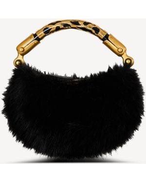 Balmain Ebene Mini-Tasche Aus Kunstfell - Schwarz