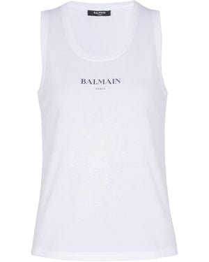 Balmain Tank Top With Print - White
