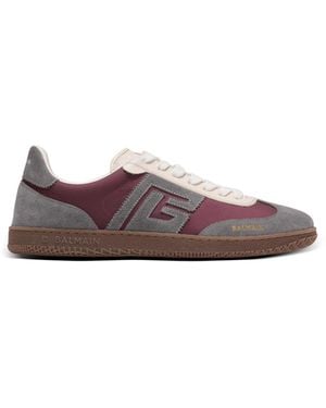 Balmain Swan Suede And Nylon Sneakers - Brown
