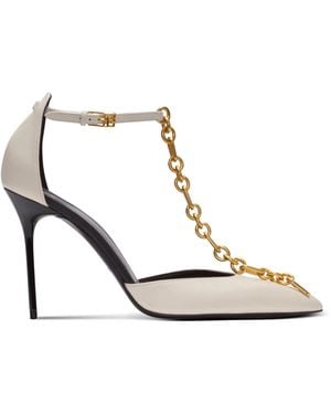 Balmain Sync Leather Stilettos With Pointed Toe - White