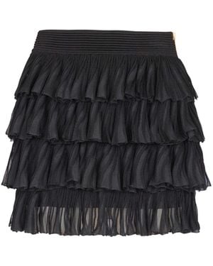 Balmain Short Ruffled Knit Skirt - Black