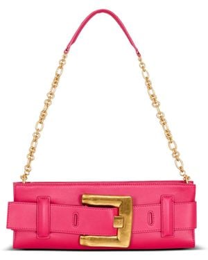 Balmain Anthem Calfskin Leather Clutch - Pink