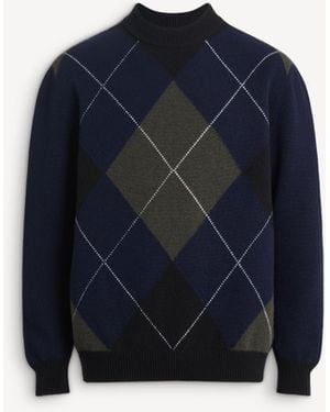 Balmain Pullover Mit Rautenmuster Aus Merinowolle - Blau