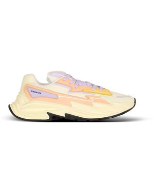 Balmain Run-Row Leather And Nylon Sneakers - White