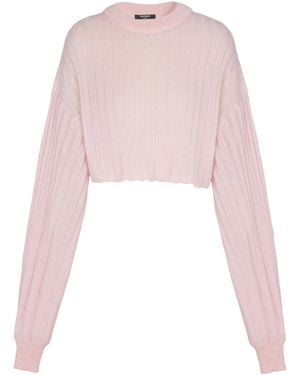 Balmain Pull Court En Mohair - Rose
