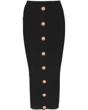 Balmain Cable-Knit Midi Skirt - Black