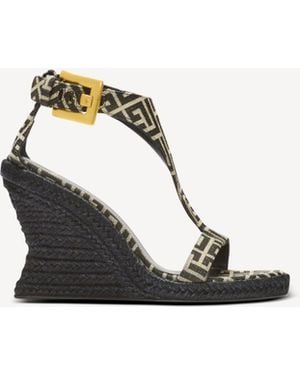 Balmain Anthem Wedge Espadrilles - Metallic