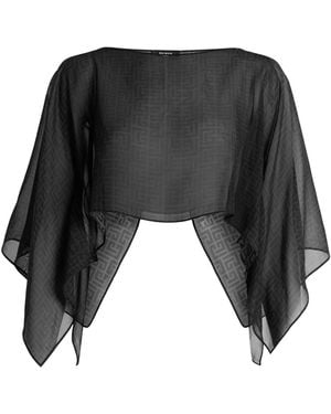 Balmain Top De Plage Monogramme En Mousseline - Noir