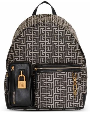 Balmain Pulse Monogram Jacquard Backpack - Gray
