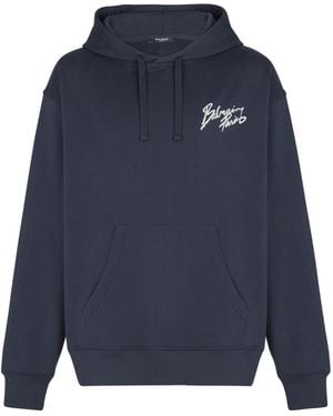 Balmain Printed Hoodie - Blue