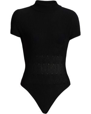 Balmain Ribbed Knit Bodysuit - Black