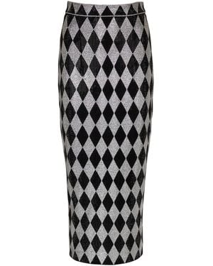 Balmain Diamond Rhinestone Midi Skirt - Black