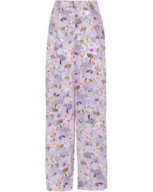 Balmain Printed Poppy Flower Trousers - Purple