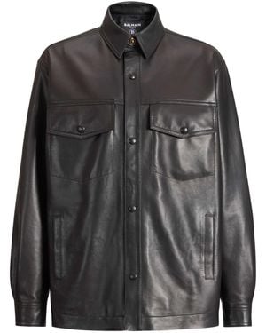 Balmain Leather Overshirt - Gray