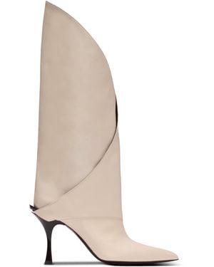 Balmain Twist Heeled Leather Boots - White