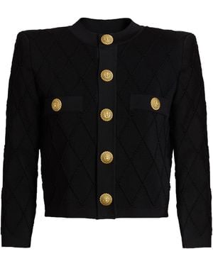 Balmain Cardigan Court En Maille - Noir