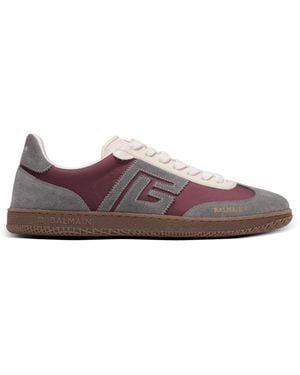 Balmain Swan Suede And Nylon Trainers - Brown