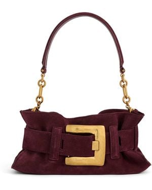 Balmain Anthem Mini Suede Leather Bag - White