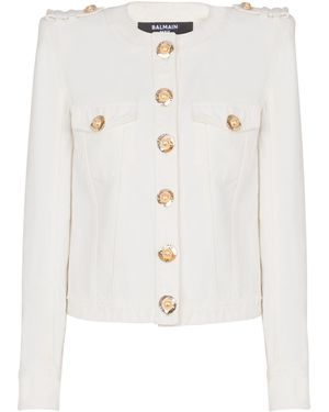 Balmain Cropped Cotton Canvas Jacket - White